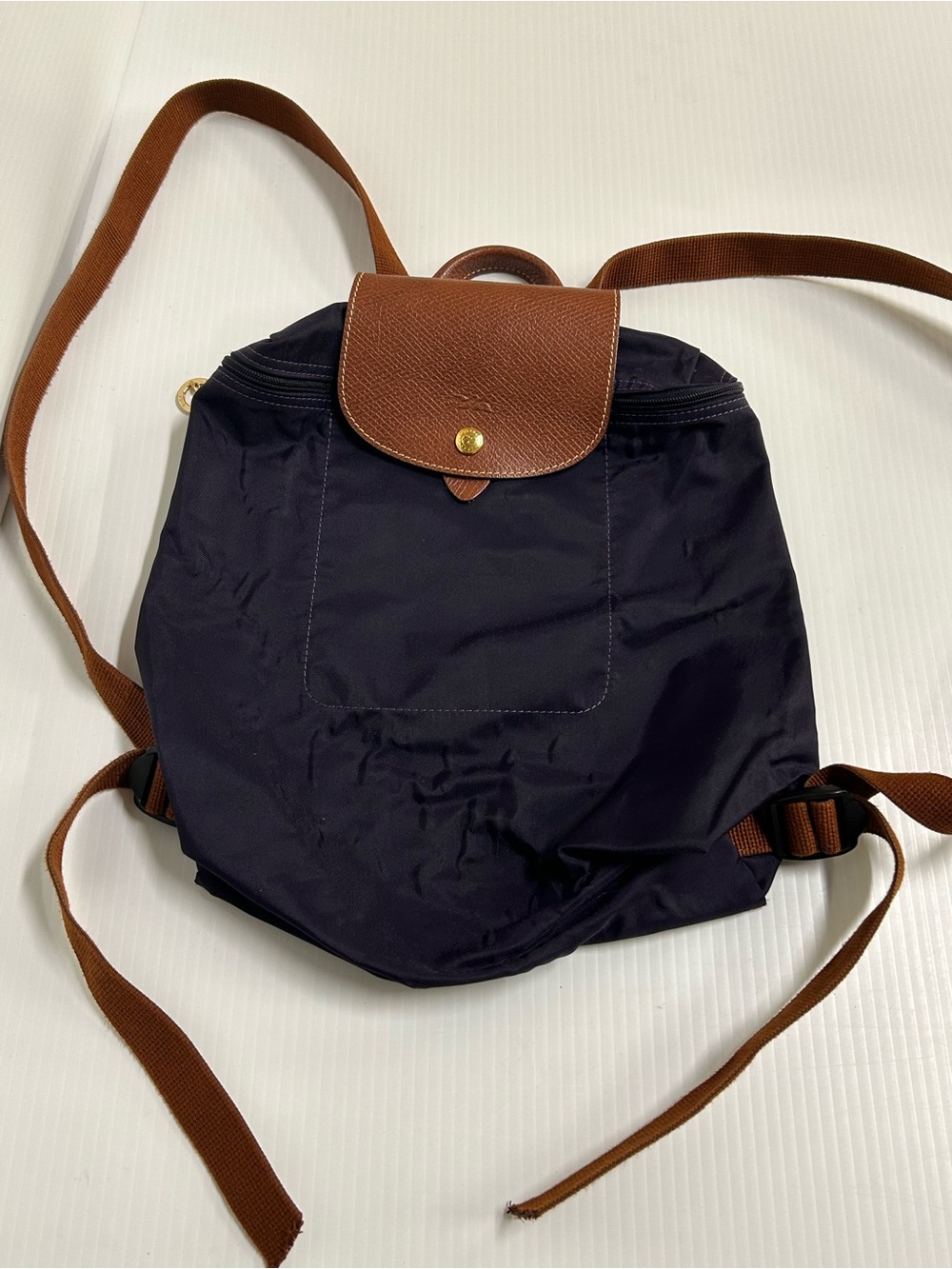 Longchamp Le Pliage Backpack Women Blue Violet Foldable Travel Quiet Luxury